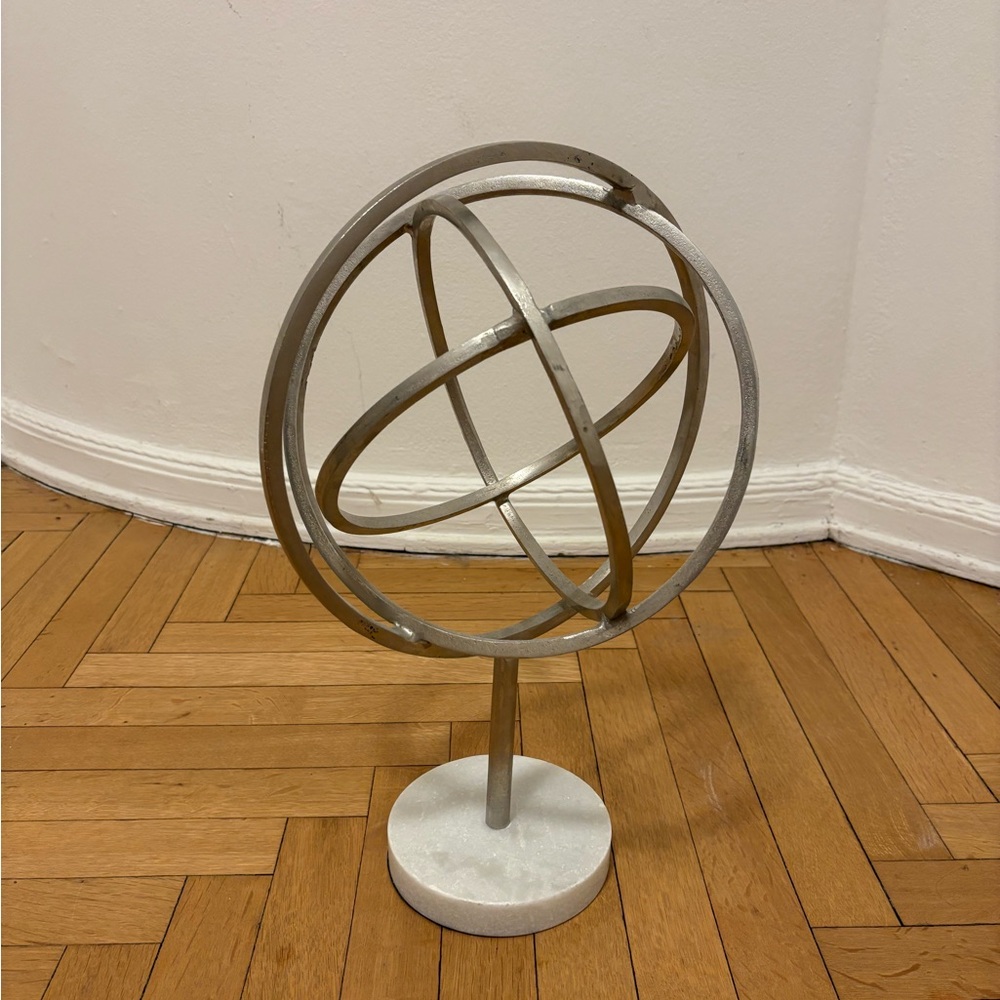 Modern Silver Orb Sculpture